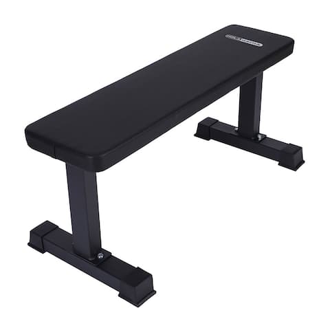 HolaHatha Steel Frame Foam Padded Flat Freeweight Bench for Weight Training - 21.6