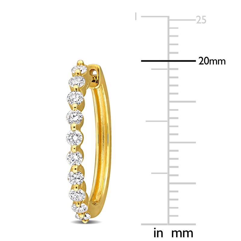 5/8ct TW Lab-Grown Diamond Hoop Earrings in Yellow Plated Sterling Silver