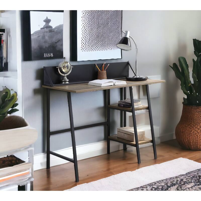 Versatile Rustic Writing Desk with Extra Storage and Modern Appeal