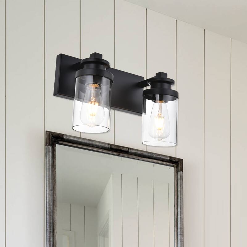 Industrial Vanity Light fixture with Clear Glass Shade