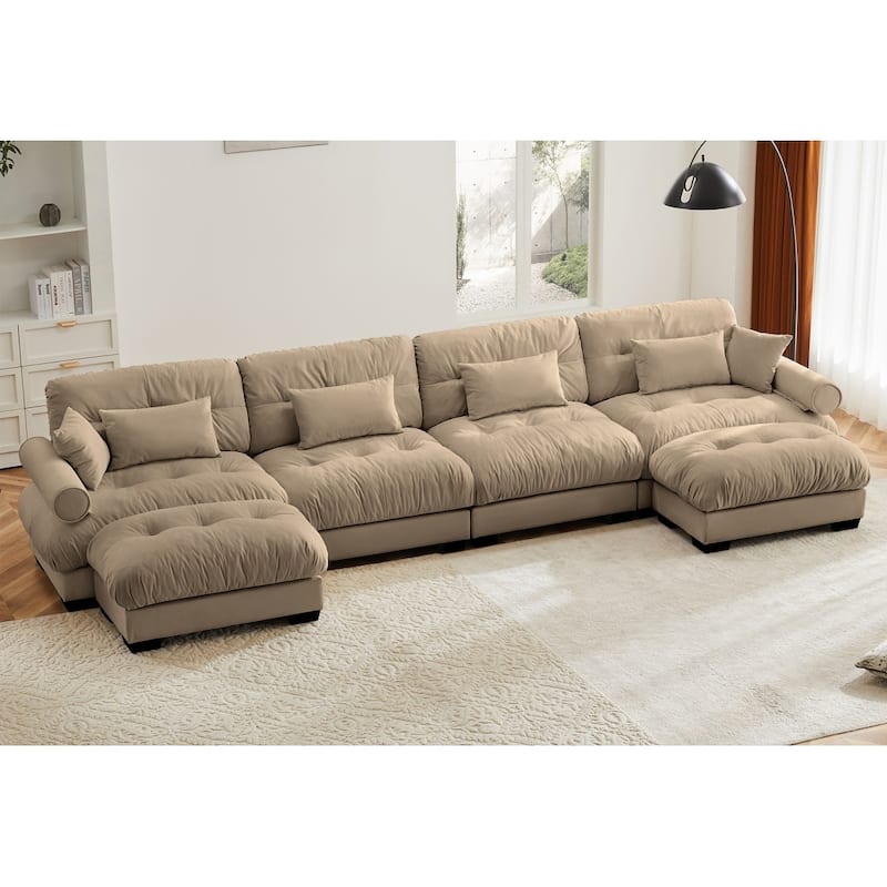 166" Modular U-shaped Sectional Sofa Cloud Couch with Movable Ottomans