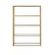 preview thumbnail 5 of 4, Blanrio Rectangular Bookshelf with 4 Open Compartments (5 Shelves) in Gold & Clear Glass