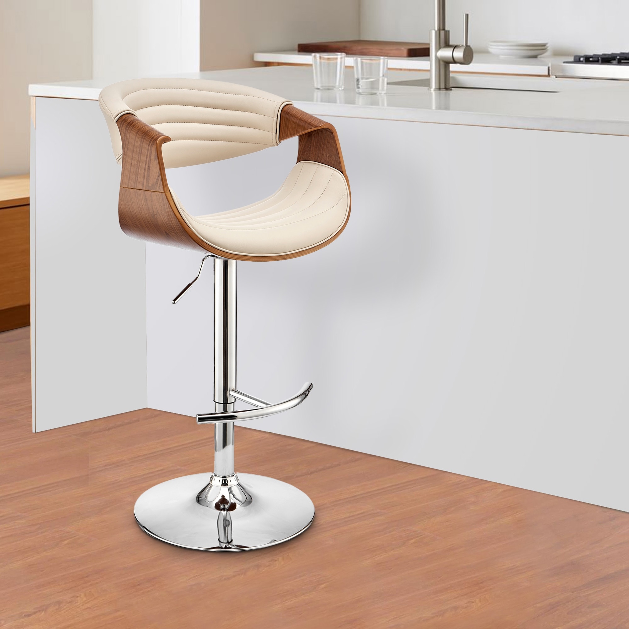 Francesca cream faux leather adjustable swivel bar best sale stool