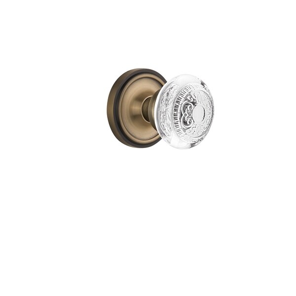 Nostalgic Warehouse CLACED_PSG_238_NK Vintage Crystal Egg and Dart Passage Door Knob Set with Classic Rose and 2-3/8" Backset