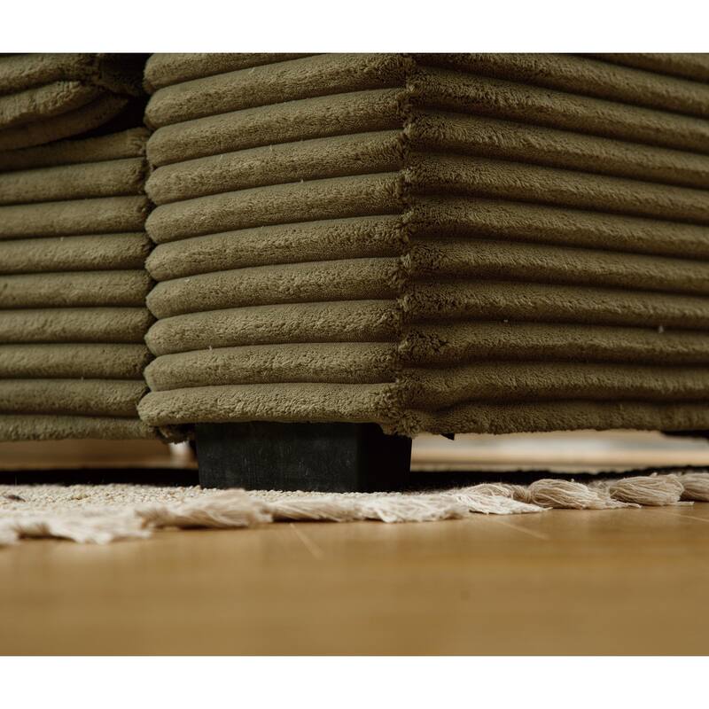 111" Corduroy L-Shaped Sectional Sofa (Left Chaise, 8 Pillows)