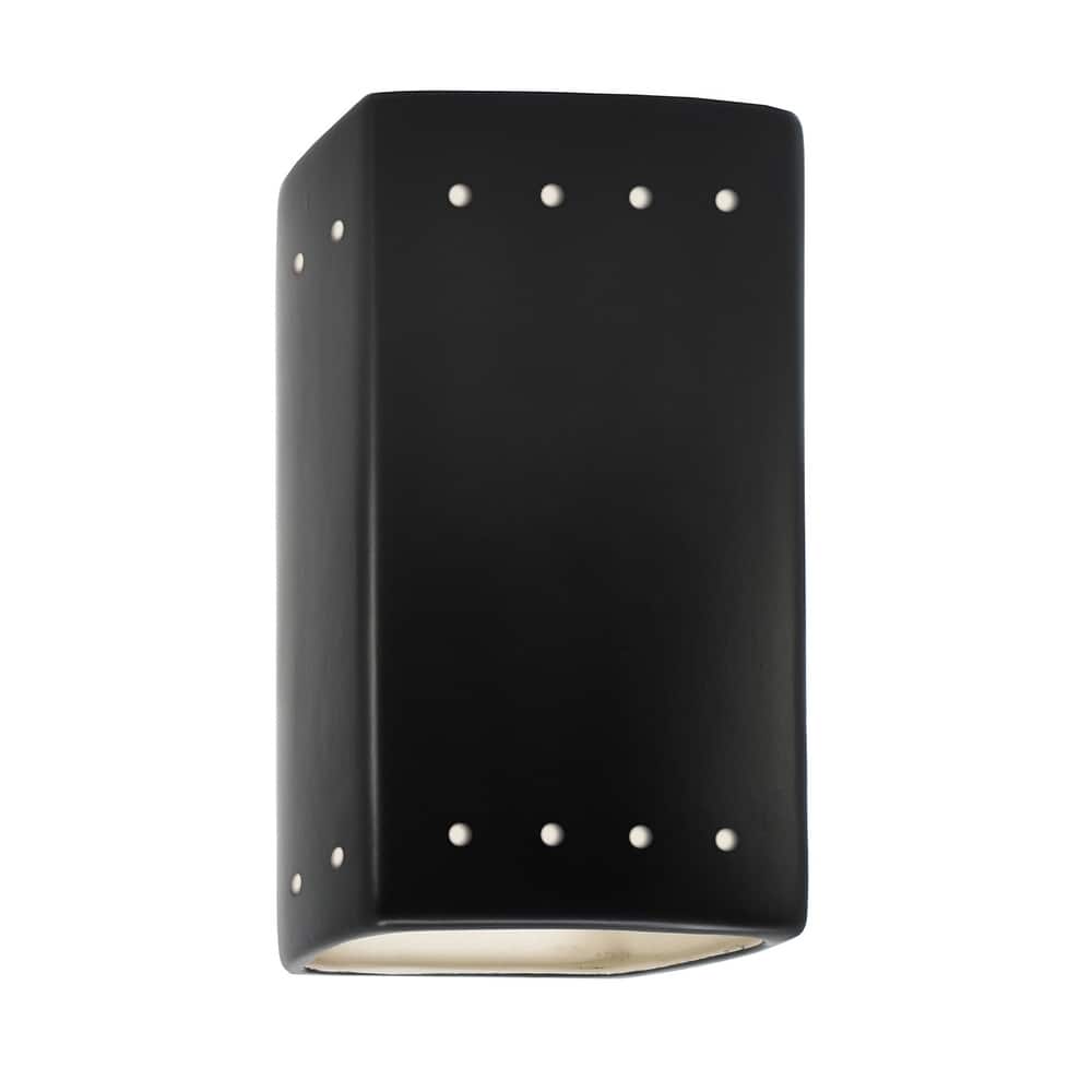 Justice Design Ambiance - Small Rectangle w/ Perfs Wall Sconce - Open Top & Bottom (Outdoor) - Replaceable Bulb