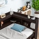 preview thumbnail 15 of 43, Wood Platform Bed with L-shaped Bookcases and Drawers