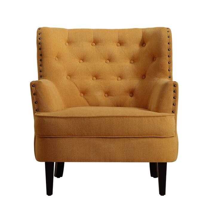 Moser Bay Mignon Velvet / Linen 30'' Wide Tufted Wingback Accent Chair