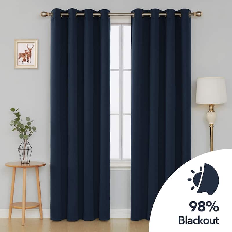 Deconovo Square Grommet Curtain Panel Pair(2 Panel) - 52x84 - Navy Blue