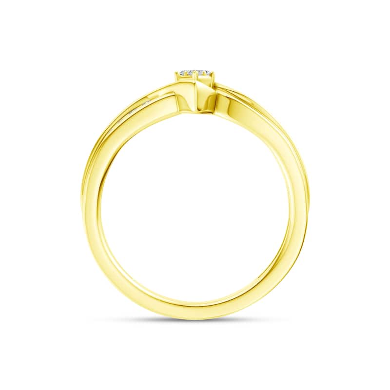 IGI Certified 1/10ct TDW Diamond Cluster Engagement Ring in 10K Yellow Gold for Women