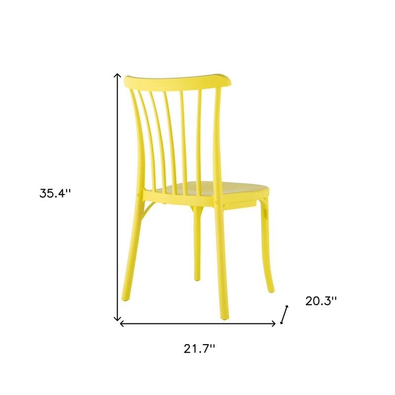 HomeRoots Set of Two Yellow Heavy Duty Plastic Outdoor Stacking Dining Chairs