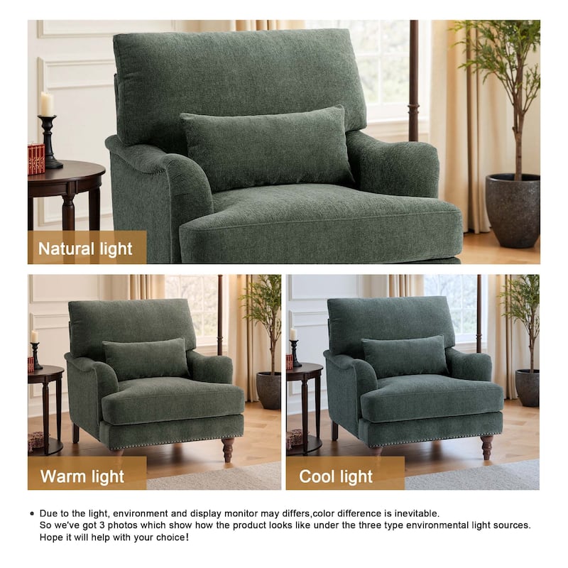 Set of 2 Mid Century Chenille Upholstered Accent Chairs
