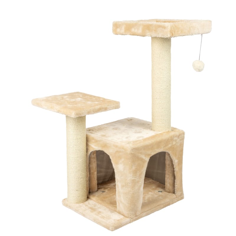 Classic Real Wood Cat Tree, 32-Inch Beige