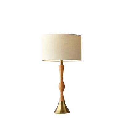 Adesso Eve Natural Oak and Brass Table Lamp