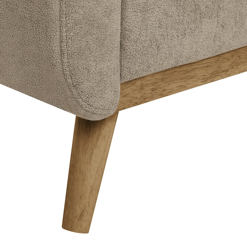 67.7" Wide Mid-Century Modern Tufted Loveseat Sofa in Khaki Polyester with Wooden Legs