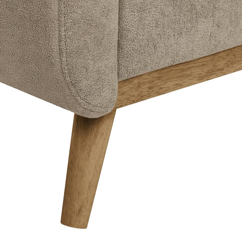 Grey Polyester Mid Century Loveseat Sofa with Solid Wood Legs - N/A