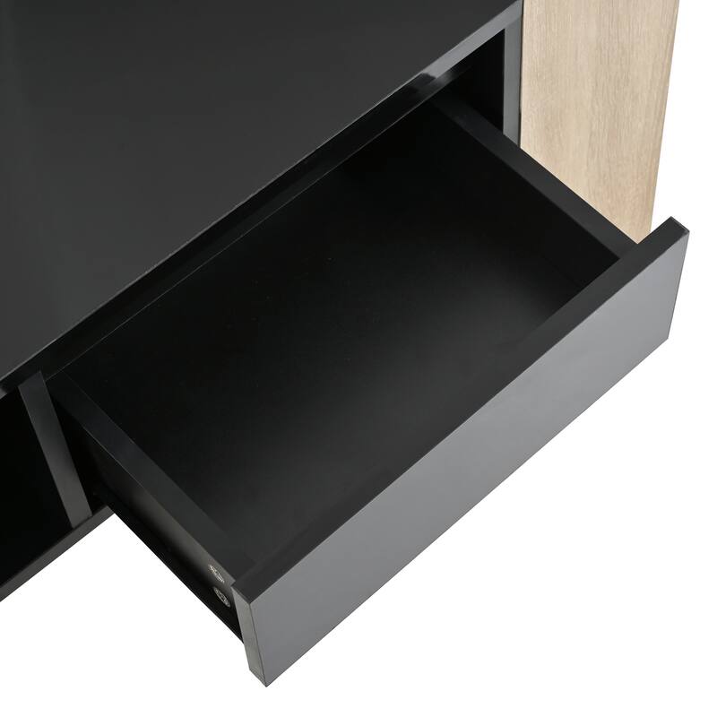 High Gloss Coffee Table with 2 Drawers and Hidden Storage, Two-Tone Center Table - 41.3" W × 23.6" D × 15.7" H