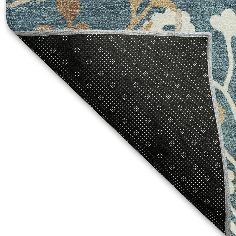 Machine Washable Indoor/ Outdoor Floral Border Chantille Rug
