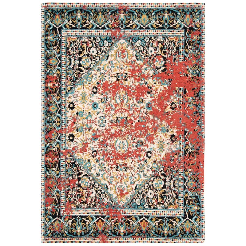 SAFAVIEH Classic Vintage Boho Gaenor Oriental Cotton Rug - 4' x 6' - Red/Charcoal