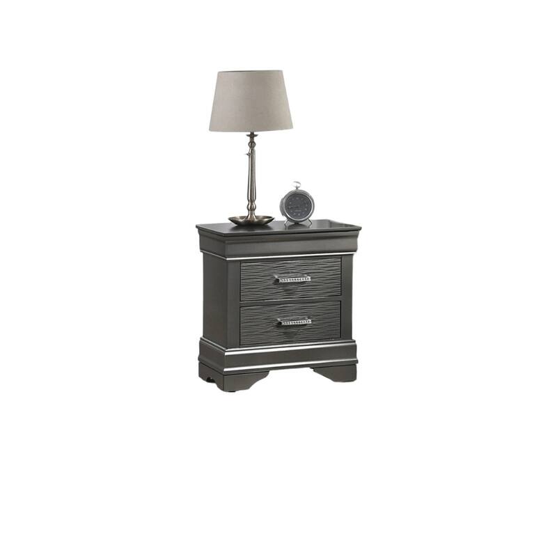 Contemporary Grey Bedside Table - Sleek Design with Unique Handles and Storage