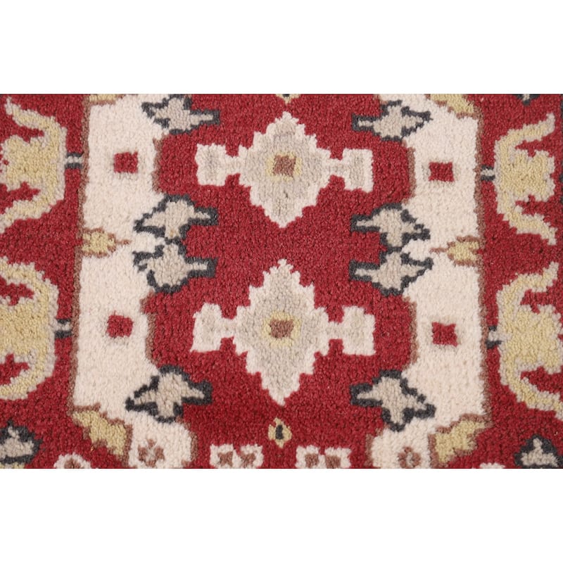 Red Oushak Indian Runner Rug Hand-Knotted Wool Carpet - 2'6"x 9'9"