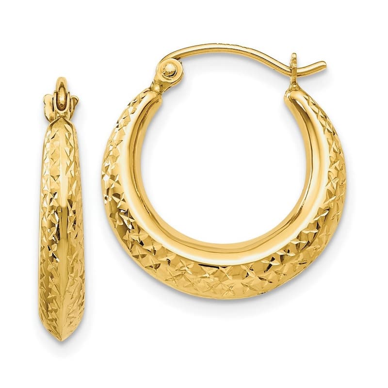 Curata 10k Yellow Gold Textured Hollow Hoop Earrings - 19x18mm