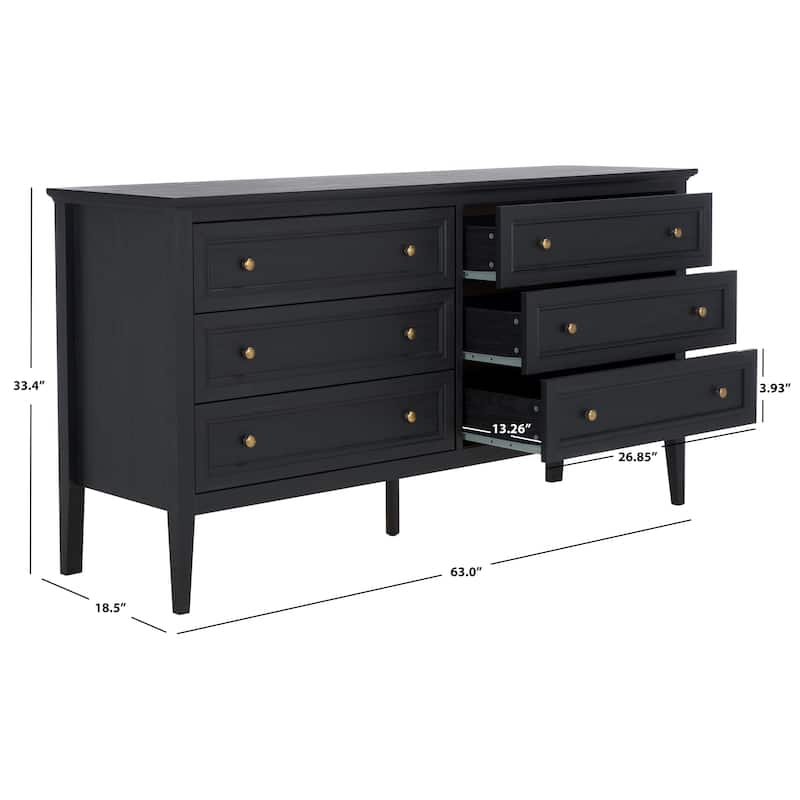SAFAVIEH Home Sondra 6 Drawer Dresser - Black/Gold