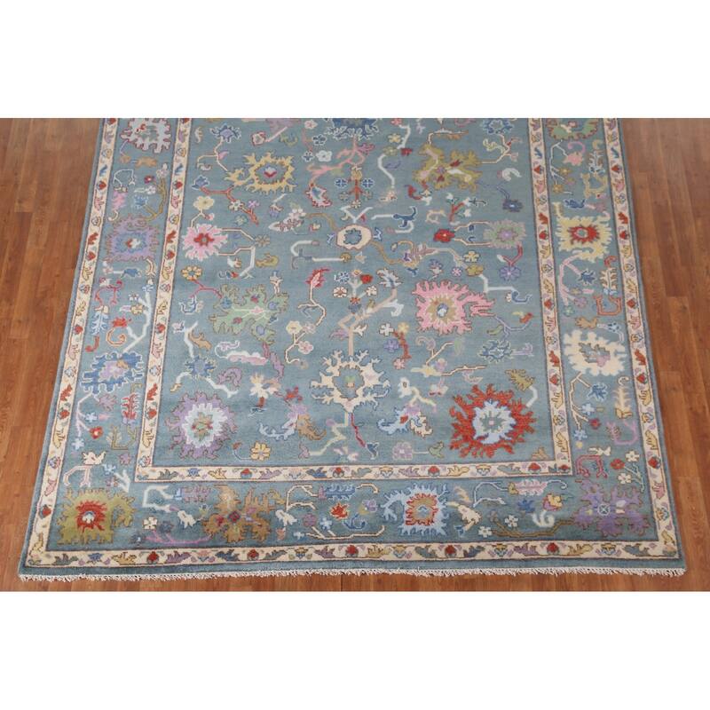 All-Over Oushak Oriental Area Rug Hand-Knotted Wool Carpet - 8'1"x 9'8"