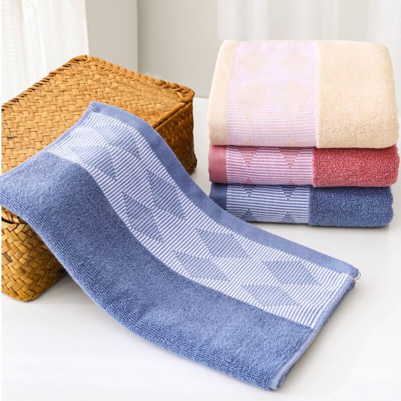 Diamond Patterned Hand Towel, Thick Cotton Absorbent Face Soft Towels for Spa, Bath, Gym, Kitchen