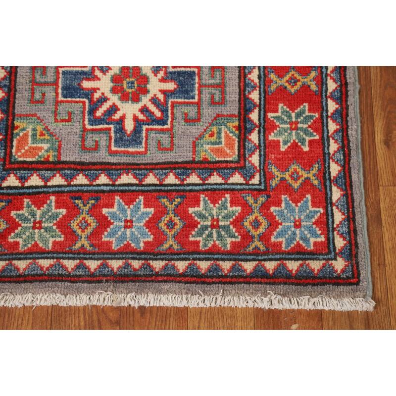 Gray Traditional Kazak Oriental Accent Rug Hand-Knotted Wool Carpet - 2'0"x 3'0"