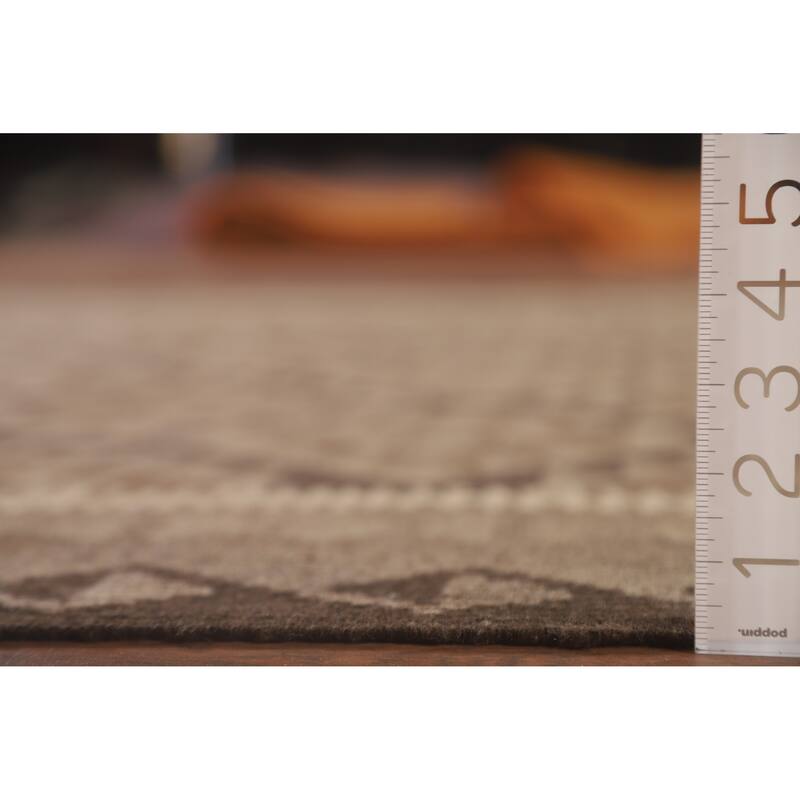 Hand Woven Oriental 100% Wool Carpet Southwestern Geometric Brown Kilim Area Rug - 9' 6'' X 6' 6''
