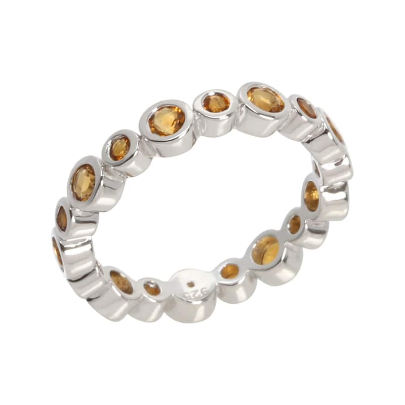 925 Sterling Silver Citrine and Madeira Citrine Gemstone Band Ring