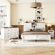 preview thumbnail 2 of 18, 3-Piece Queen Size Bedroom Set - Farmhouse Platform Bed with Double Sliding Door Storage Headboard, Nightstand, and Dresser