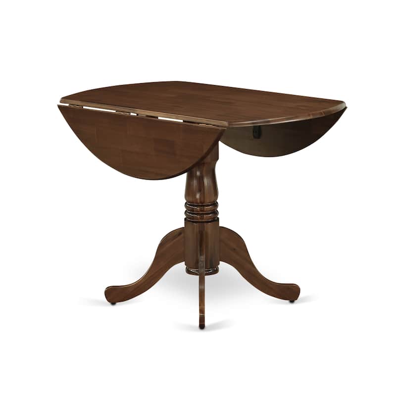 East West Furniture Dining Table Set Contains a Round Kitchen Table and Upholstered Chairs, Antique Walnut (Pieces Options)