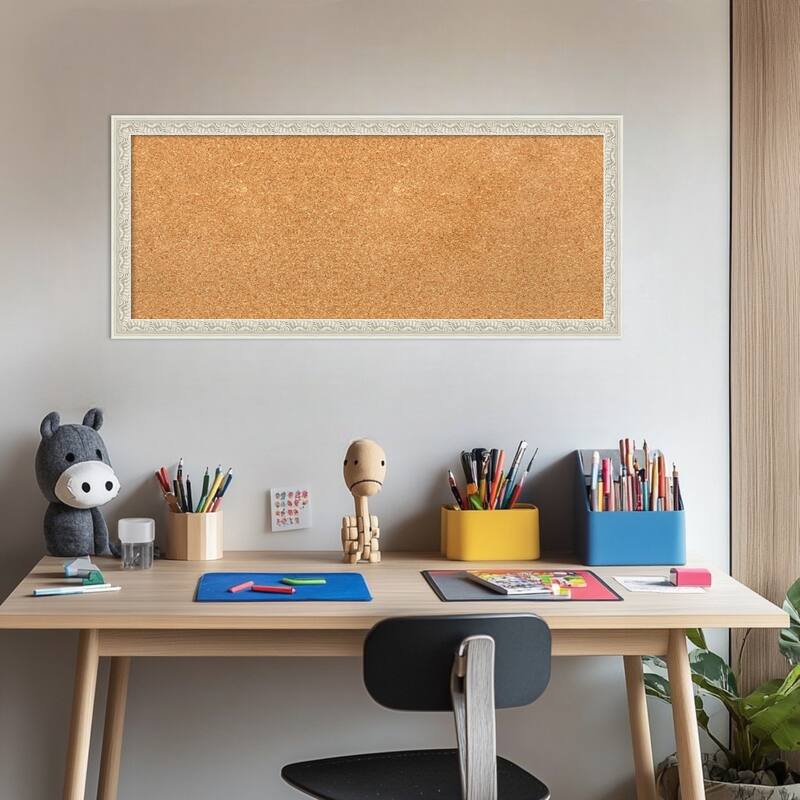 Bethany Silver Wood Framed Cork Board - Bulletin Board, Organization Board, Pin Board