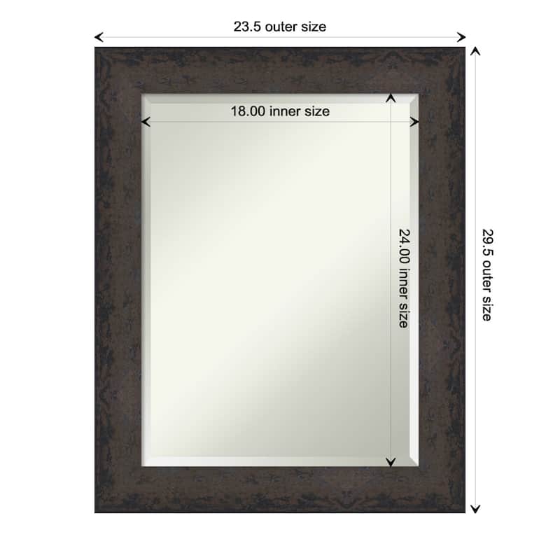 Dappled Beveled Wood Framed Wall Mirror - Dappled Black Brown - Glass Size 18x24