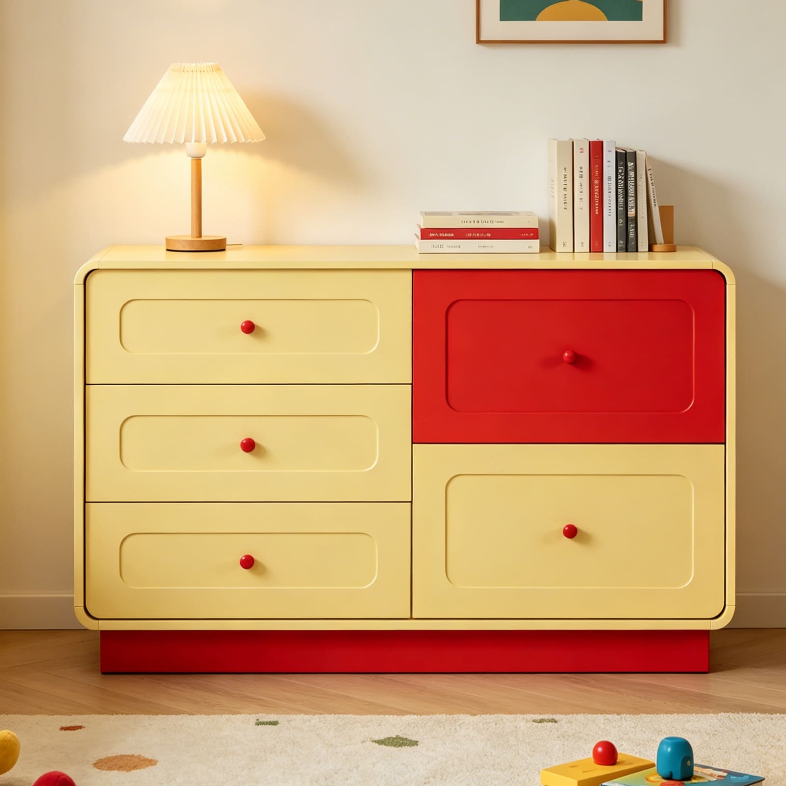 5 Drawer Dresser with 2 Large Drawer & Curved Edges