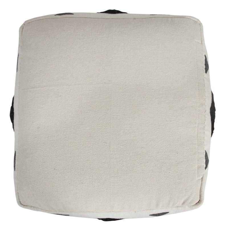HomeRoots 18" White 100% Cotton Ottoman
