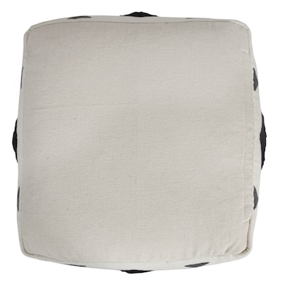 HomeRoots 18" White 100% Cotton Ottoman