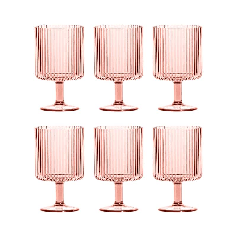Abode Homewares Mesa Stacking Wine Goblet, 15 oz. Set of 6 - Pink