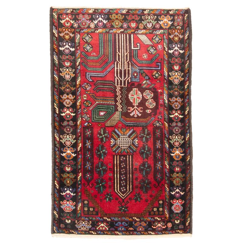 ECARPETGALLERY Hand-knotted Teimani Dark Red Wool Rug - 2'11 x 4'5