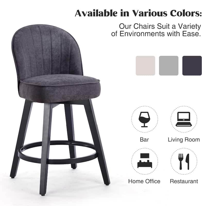 HOMYKA Swivel Bar Stool with Wood Legs Set of 4