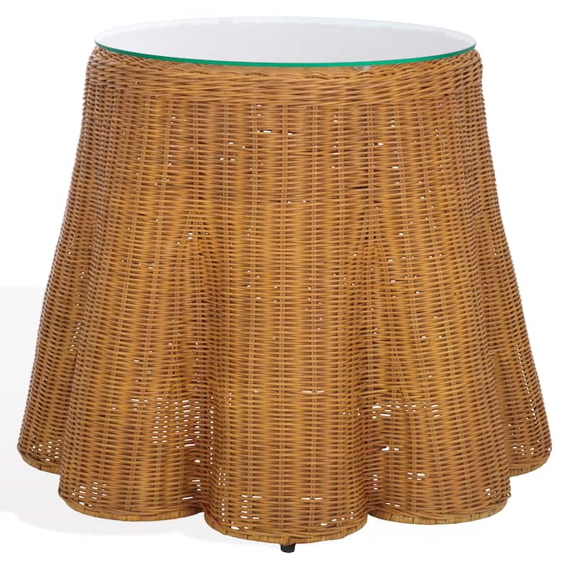 SAFAVIEH Couture Hylda Round Rattan Accent Table - 26"W x 26"D x 21"H - Natural