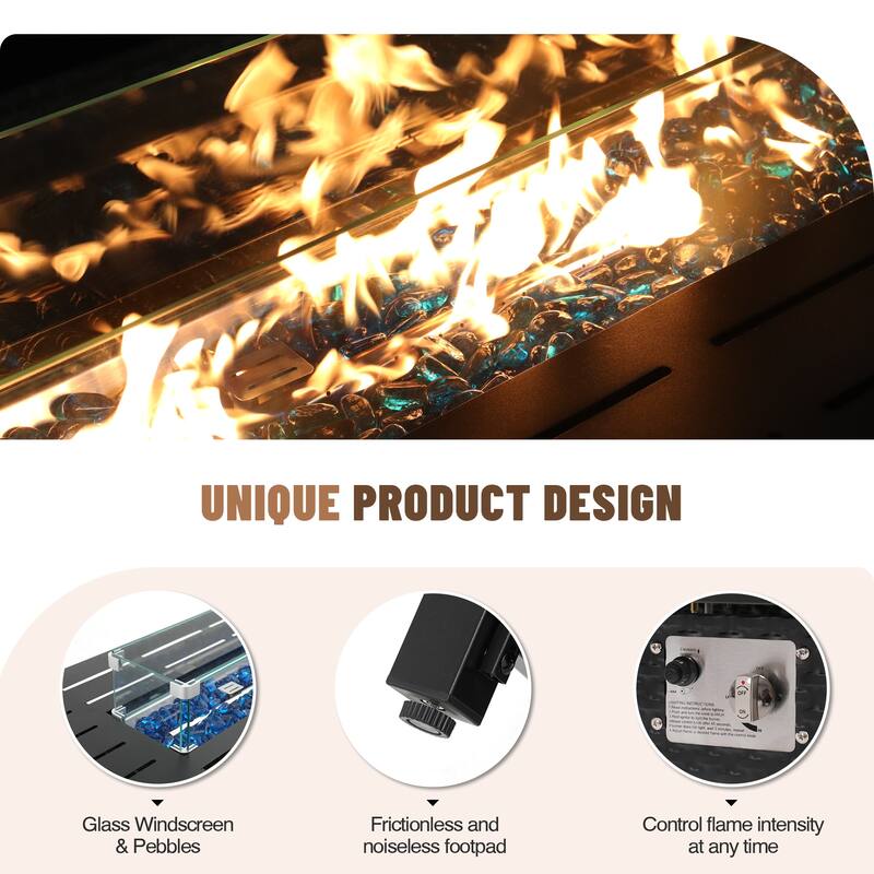 Outdoor Wicker Sectional Sofa 8-Piece Set with Fire Pit Table