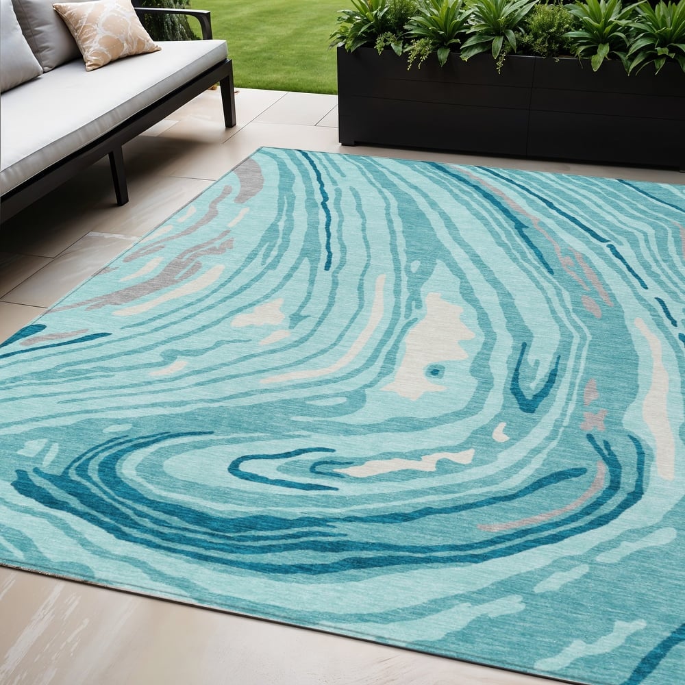 HomeRoots Abstract Transitional Rectangle Outdoor Rug