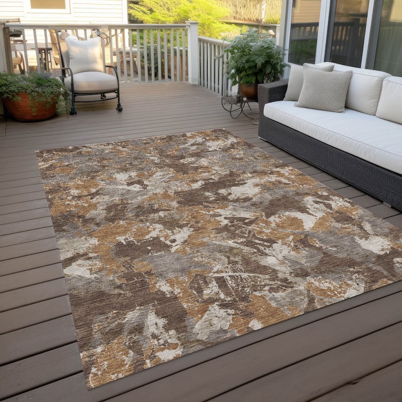 Machine Washable Indoor/ Outdoor Chantille Abstract Contemporary Rug