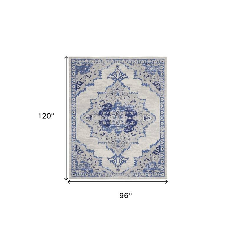 Power Loomed Distressed Floral Non Skid Stain Resistant Area Rug - 120' X '96' X '0.39