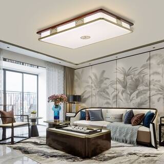 Rectangular Dimmable Flush Mount Ceiling Light with Remote - Bed Bath ...