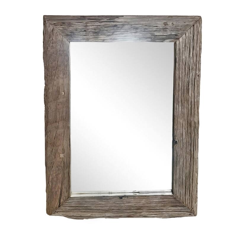 Rustic Style Rectangular Wall Mirror - 47.75" - Brown