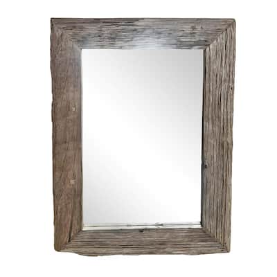 Rustic Style Rectangular Wall Mirror - 47.75" - Brown